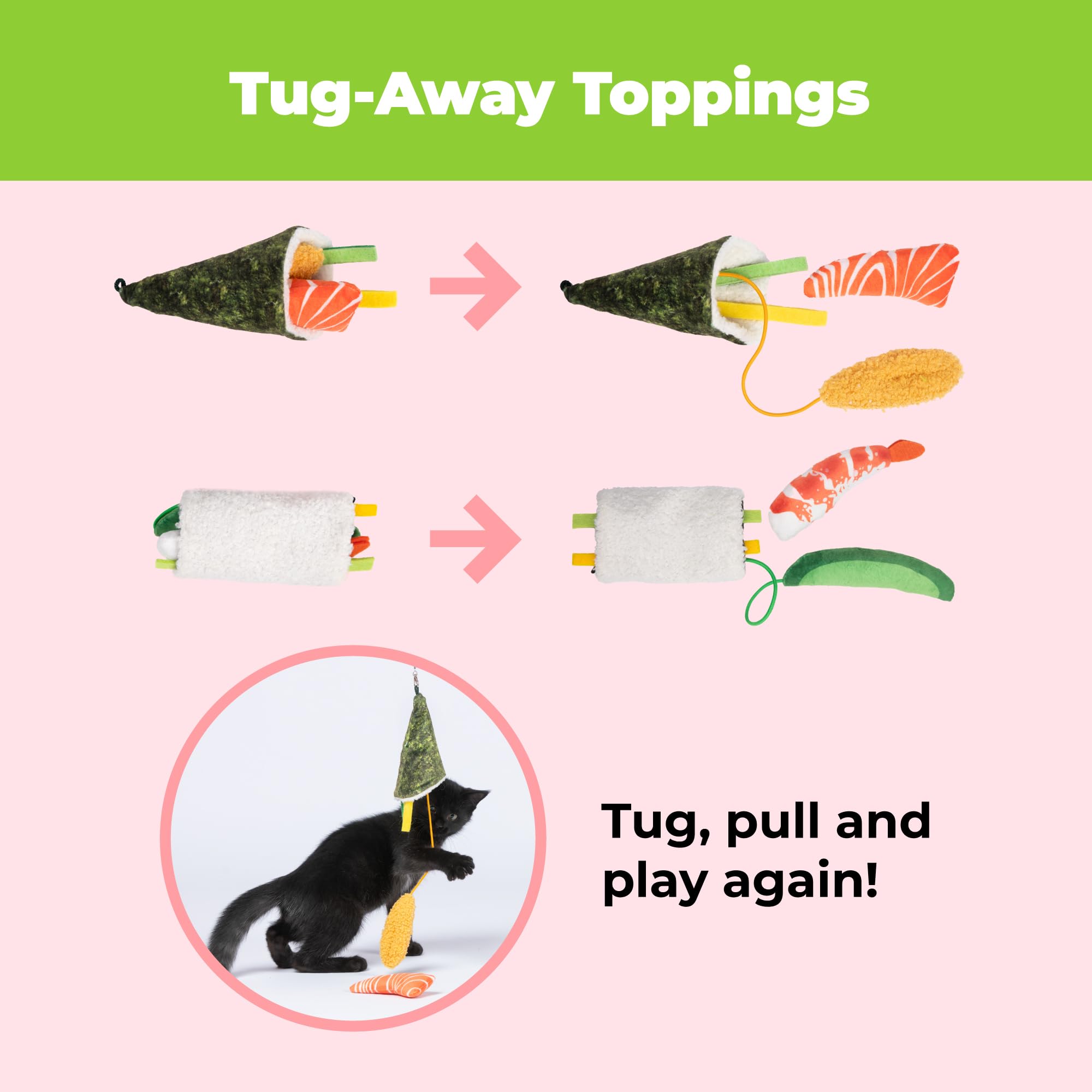 Catify Interactive Cat Toy - Squeaking Mice Set, Beige & Gray | Catnip Infused, Tap to Activate Squeaks, Soft, For Indoor Kittens & Cats, Independent Play, Attaches to Wand, Pack of 2