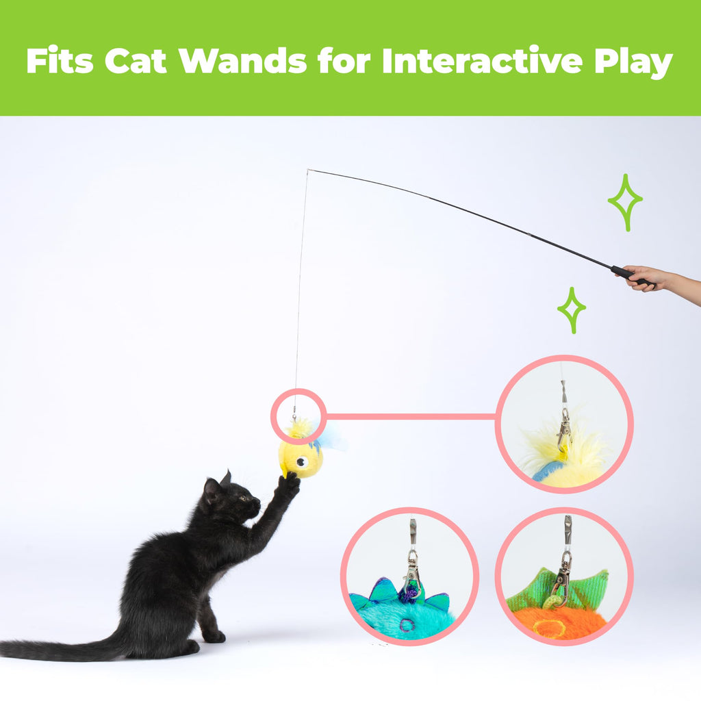 Catify Interactive Cat Toy - Squeaking Mice Set, Beige & Gray | Catnip Infused, Tap to Activate Squeaks, Soft, For Indoor Kittens & Cats, Independent Play, Attaches to Wand, Pack of 2
