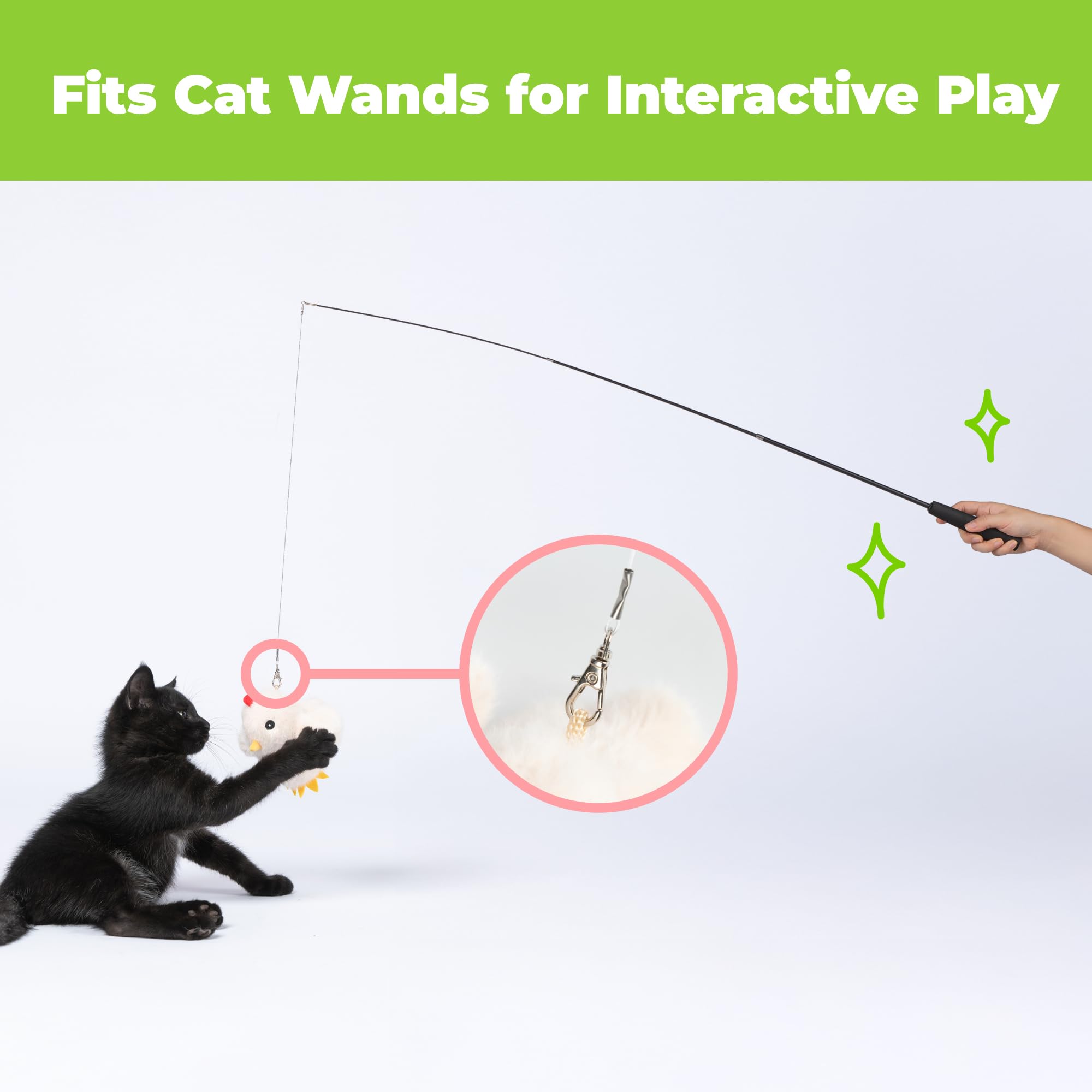 Catify Interactive Cat Toy - Squeaking Mice Set, Beige & Gray | Catnip Infused, Tap to Activate Squeaks, Soft, For Indoor Kittens & Cats, Independent Play, Attaches to Wand, Pack of 2
