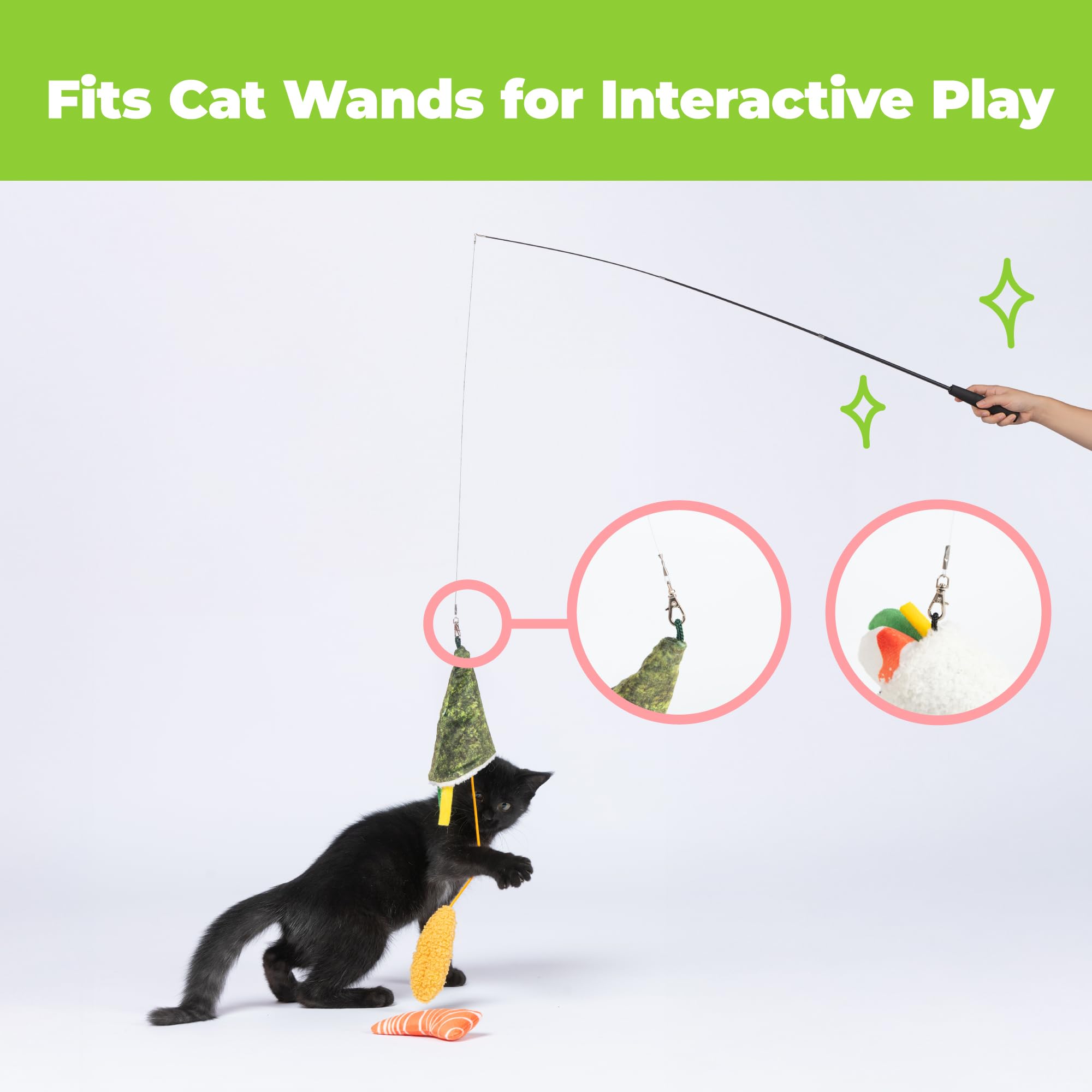Catify Interactive Cat Toy - Squeaking Mice Set, Beige & Gray | Catnip Infused, Tap to Activate Squeaks, Soft, For Indoor Kittens & Cats, Independent Play, Attaches to Wand, Pack of 2