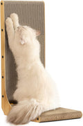 FUKUMARU Cat Scratcher, 26.8 Inch L Shaped Cat Scratch Pad for Indoor Cats | Vertical Cat Scratching Board with Ball Cat Toy, Cardboard Cat Scratcher for Wall Sofa Couch, Kitten Scratching Post, Large
