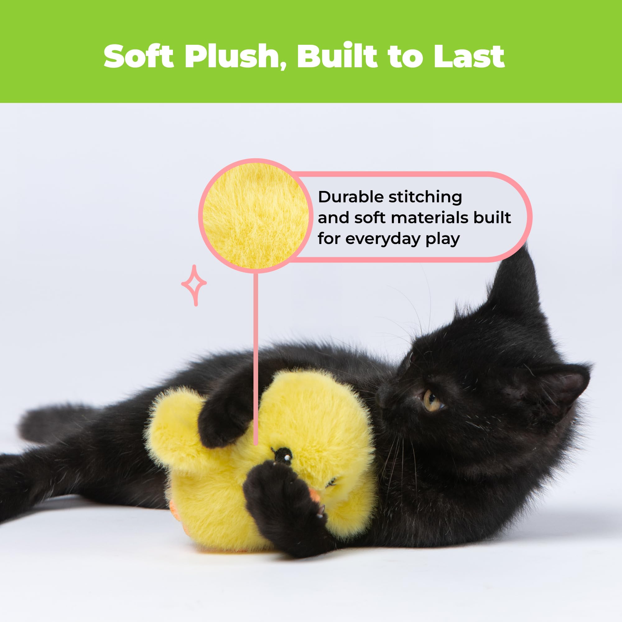 Catify Interactive Cat Toy - Squeaking Mice Set, Beige & Gray | Catnip Infused, Tap to Activate Squeaks, Soft, For Indoor Kittens & Cats, Independent Play, Attaches to Wand, Pack of 2