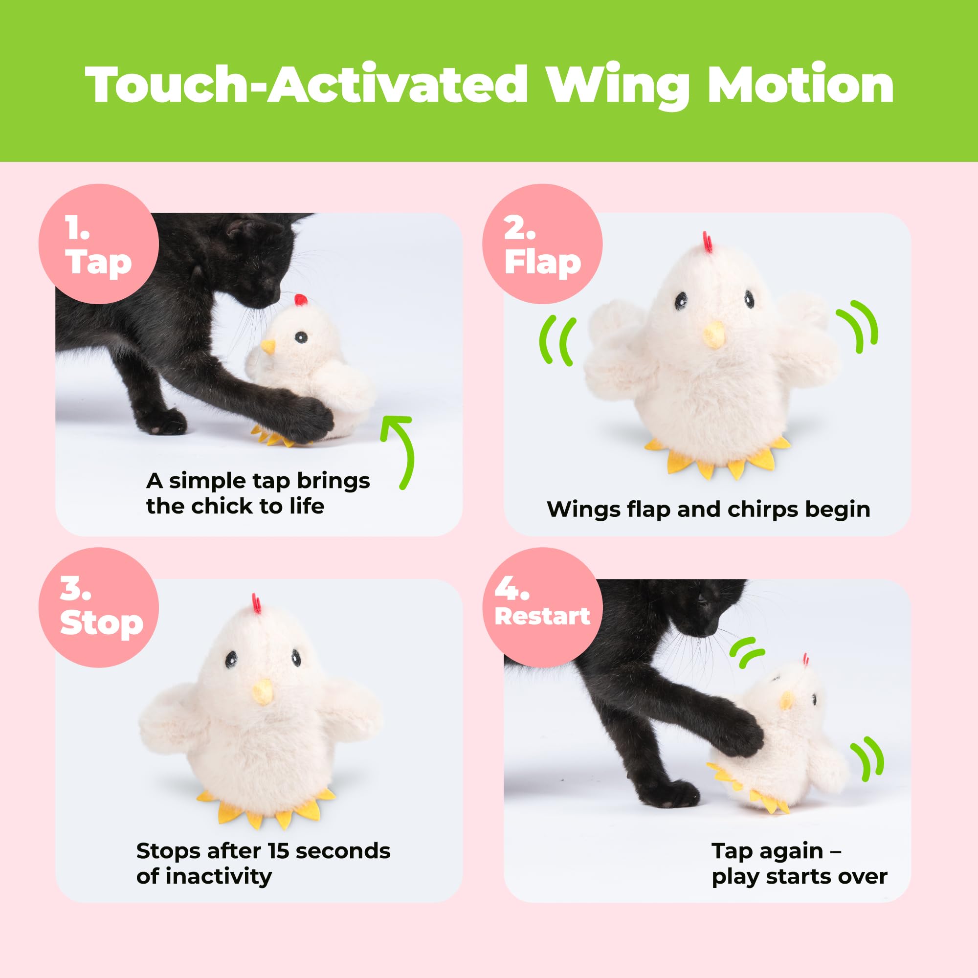 Catify Interactive Cat Toy - Squeaking Mice Set, Beige & Gray | Catnip Infused, Tap to Activate Squeaks, Soft, For Indoor Kittens & Cats, Independent Play, Attaches to Wand, Pack of 2