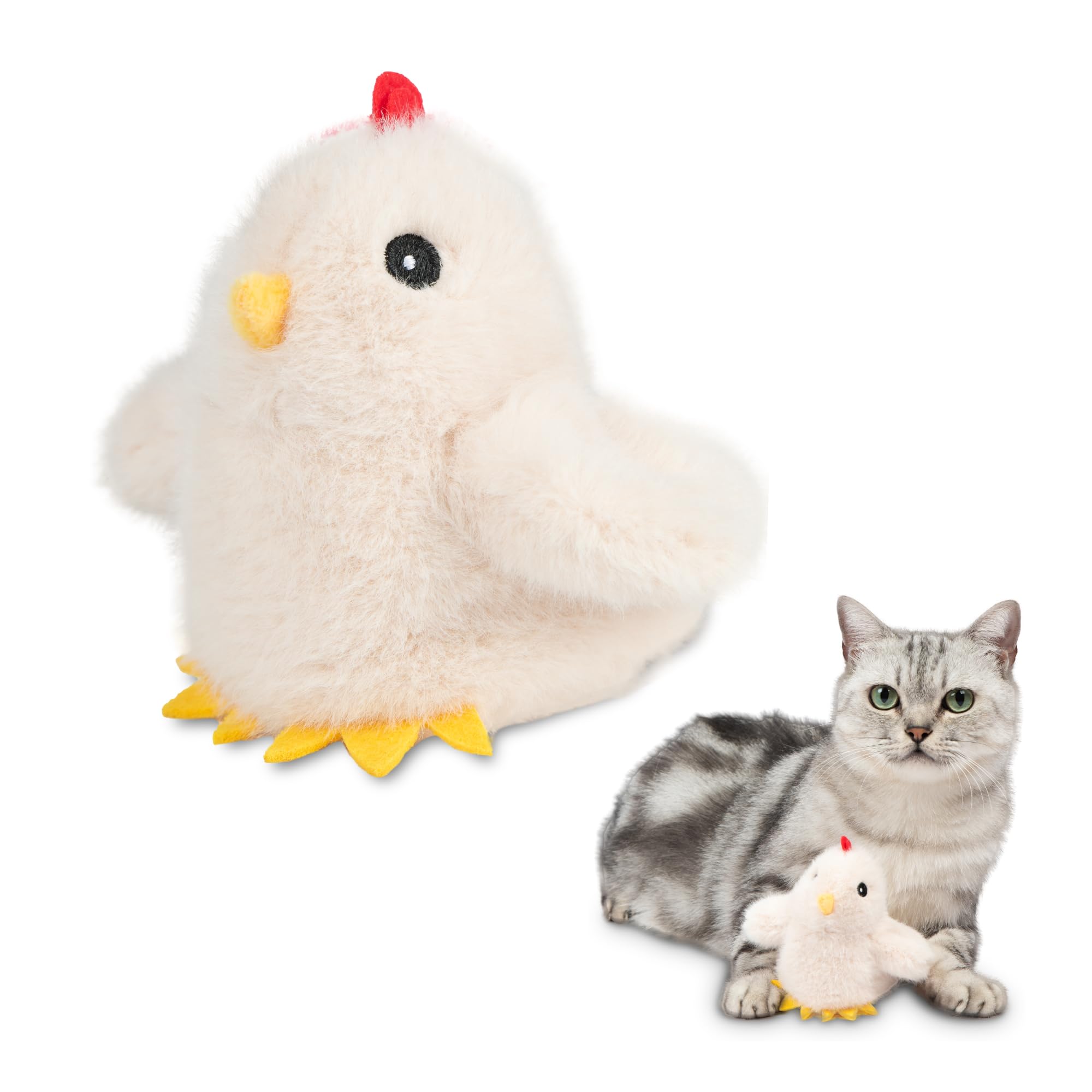 Catify Interactive Cat Toy - Squeaking Mice Set, Beige & Gray | Catnip Infused, Tap to Activate Squeaks, Soft, For Indoor Kittens & Cats, Independent Play, Attaches to Wand, Pack of 2