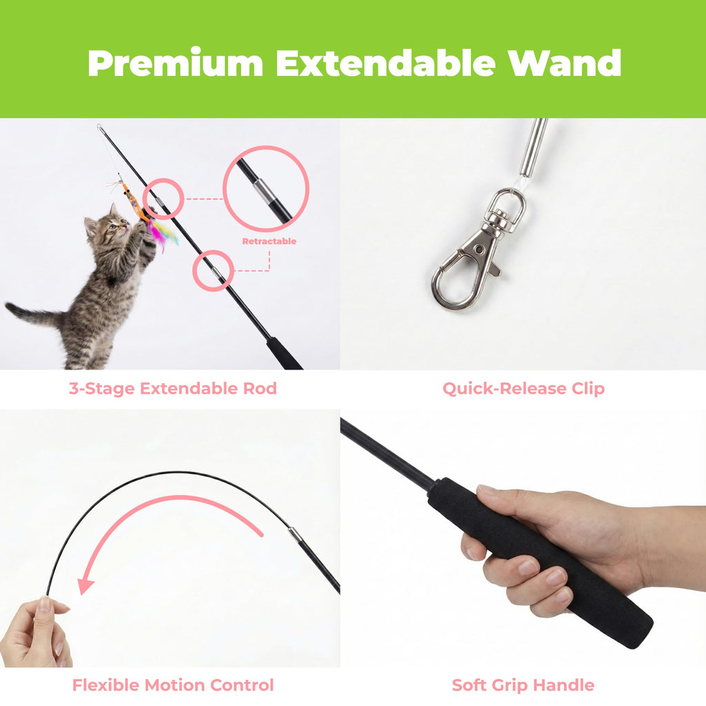 Catify Interactive Cat Toy - Squeaking Mice Set, Beige & Gray | Catnip Infused, Tap to Activate Squeaks, Soft, For Indoor Kittens & Cats, Independent Play, Attaches to Wand, Pack of 2