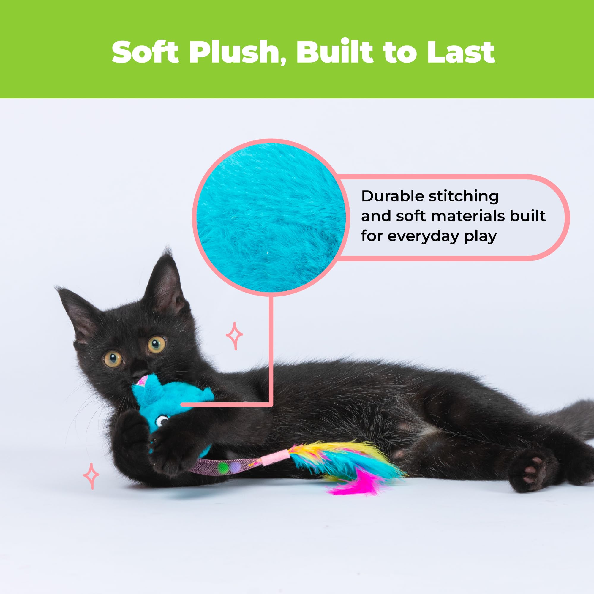 Catify Interactive Cat Toy - Squeaking Mice Set, Beige & Gray | Catnip Infused, Tap to Activate Squeaks, Soft, For Indoor Kittens & Cats, Independent Play, Attaches to Wand, Pack of 2