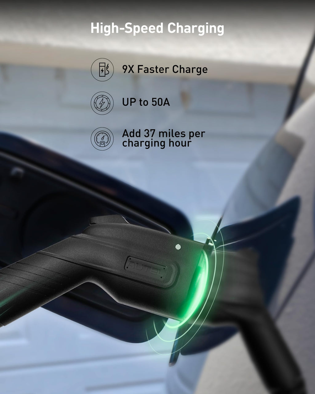 Autel Home Smart Electric Vehicle (EV) Charger up to 50Amp, 240V, Indoor/Outdoor Car Charging Station with Level 2, Wi-Fi and Bluetooth Enabled EVSE, 25-Foot Cable,Wood Grain