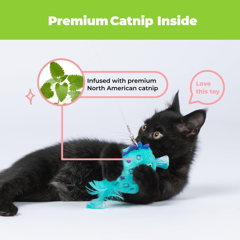 Catify Interactive Cat Toy - Squeaking Mice Set, Beige & Gray | Catnip Infused, Tap to Activate Squeaks, Soft, For Indoor Kittens & Cats, Independent Play, Attaches to Wand, Pack of 2