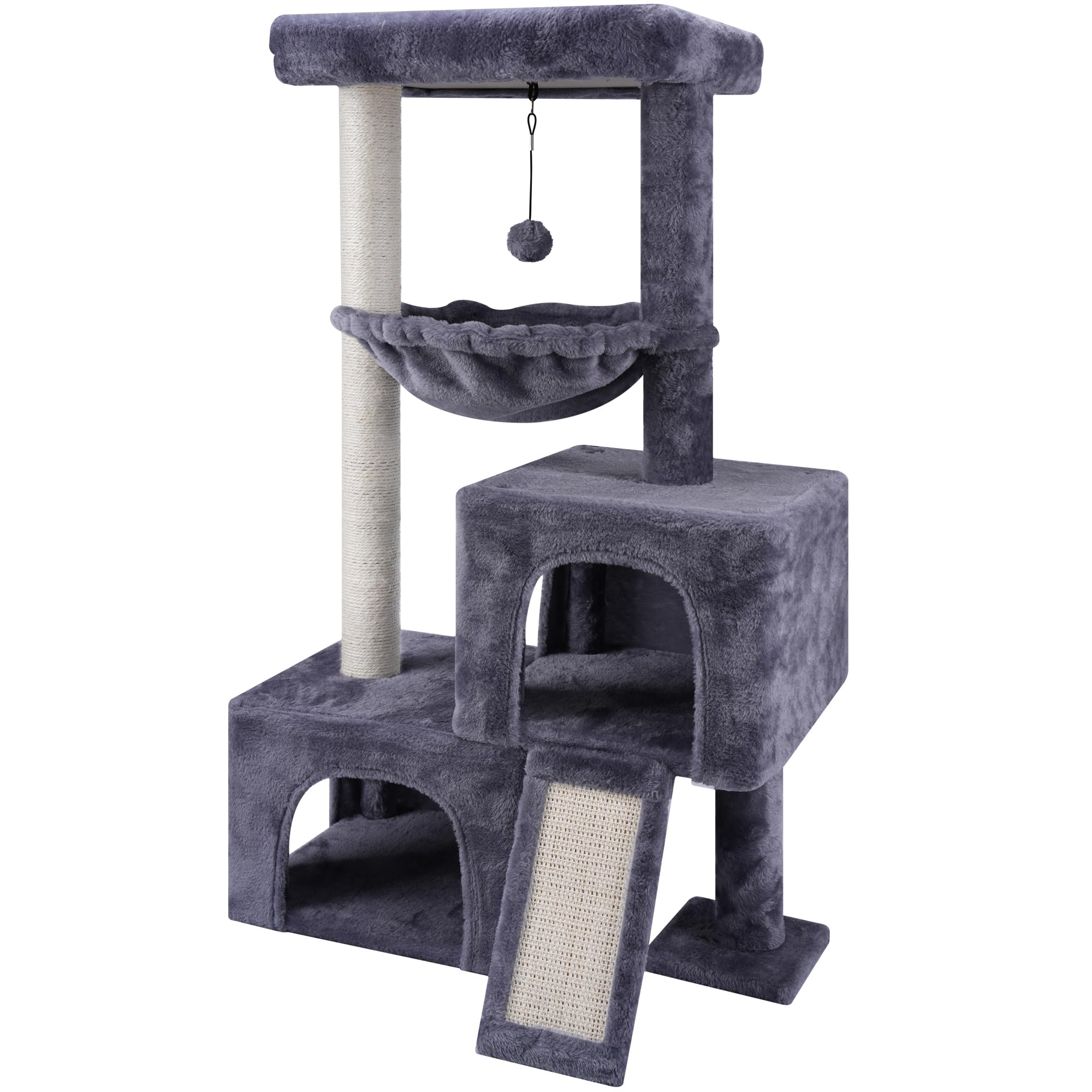 AIWIKIDE 37.4" Cactus Cat Tree Tower with Twin Cat Condos for Indoor Cats, All-in-One Activity Center with Cat Scratching Post Cozy Sleeping Perch Hammock and Toy Balls,Green
