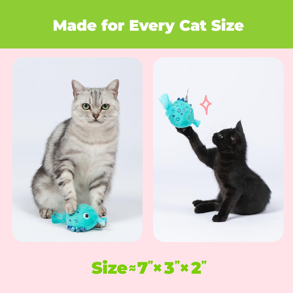 Catify Interactive Cat Toy - Squeaking Mice Set, Beige & Gray | Catnip Infused, Tap to Activate Squeaks, Soft, For Indoor Kittens & Cats, Independent Play, Attaches to Wand, Pack of 2