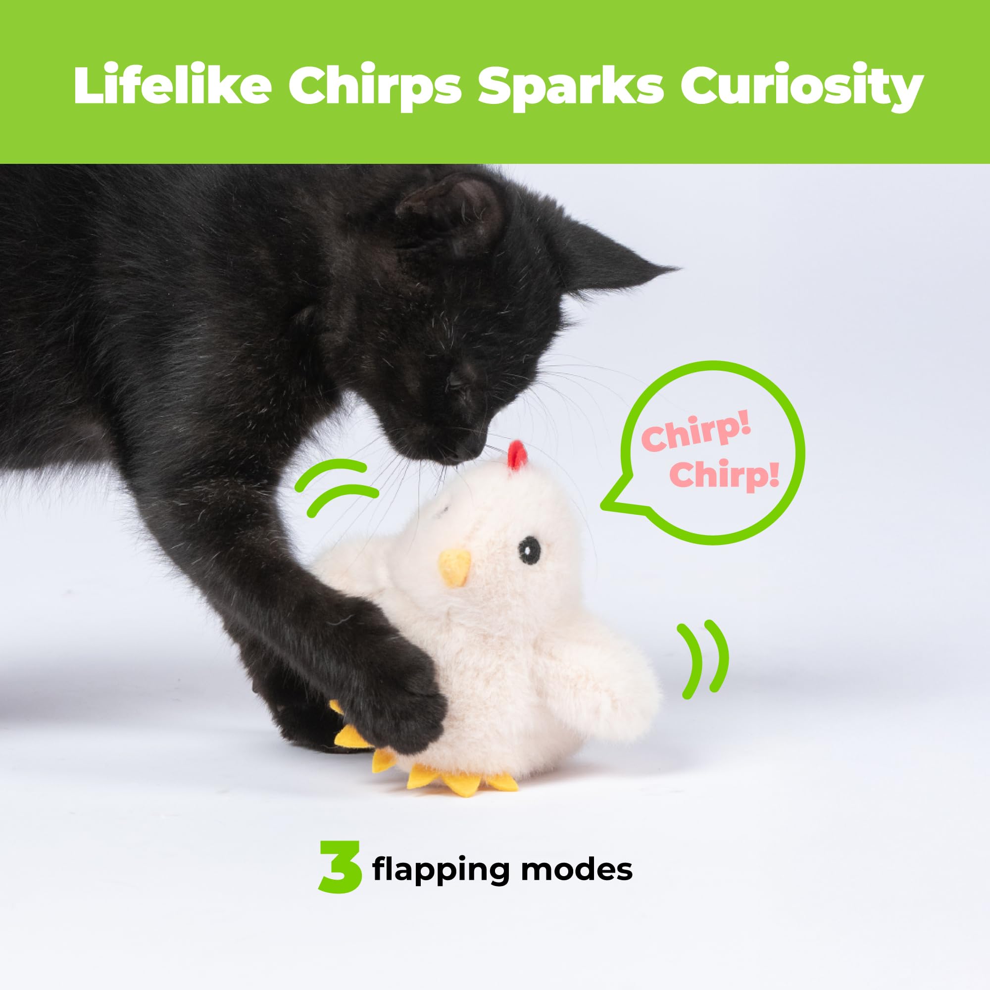 Catify Interactive Cat Toy - Squeaking Mice Set, Beige & Gray | Catnip Infused, Tap to Activate Squeaks, Soft, For Indoor Kittens & Cats, Independent Play, Attaches to Wand, Pack of 2
