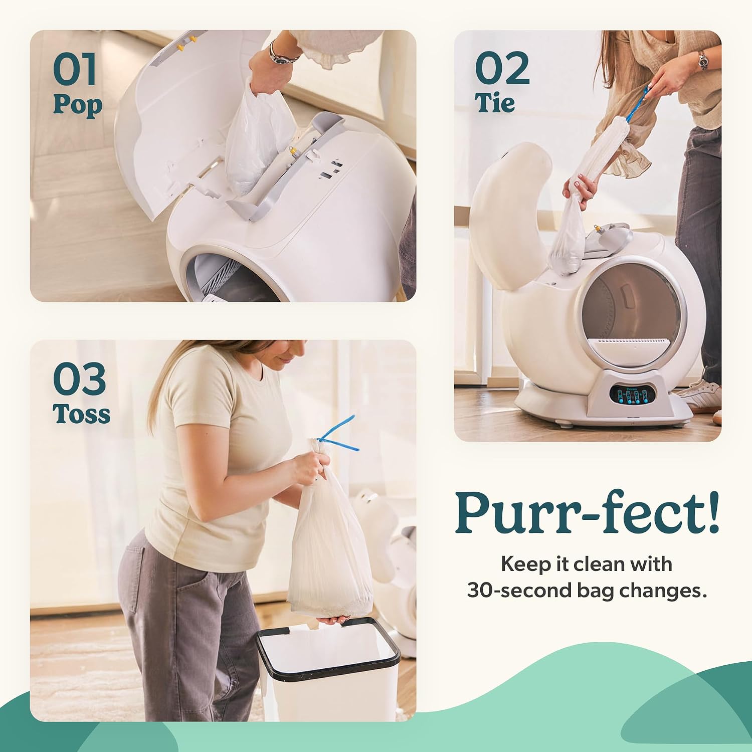 Petcove PurrTek Automatic Litter Box Self Cleaning 5GHz Wi-Fi, Odor Control | Quiet Operation with App Sealed Waste Bin, Advanced Safety Sensors, Auto Smart Self Cleaning Cat Litter Box for Multiple Cats