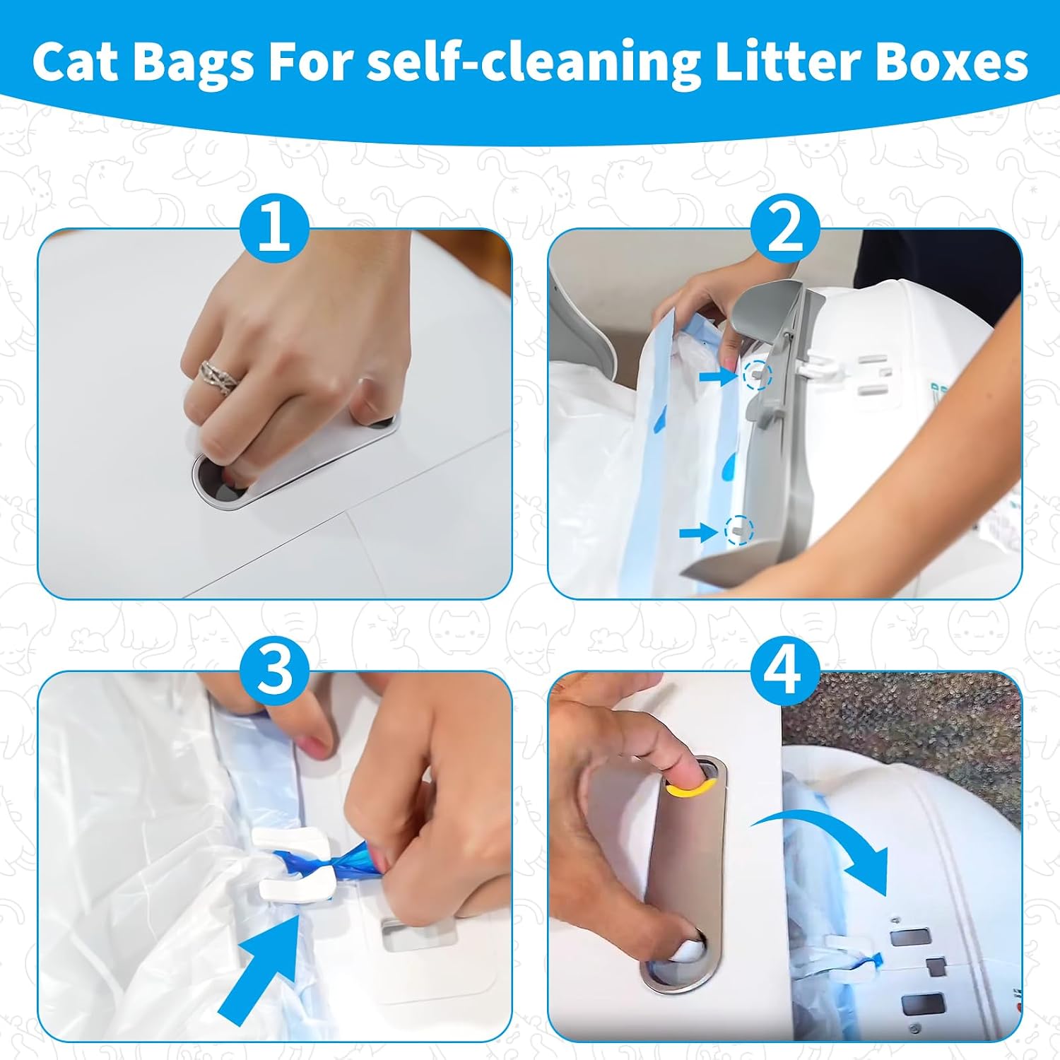 180 Count Cat Litter Box Liners Compatible with Petcove & Ducksky Automatic Self-Cleaning Cat Litter Box Bags - Drawstring Cat Litter Bags - Heavy Duty Tear-Resistant & Leak-Proof Refills