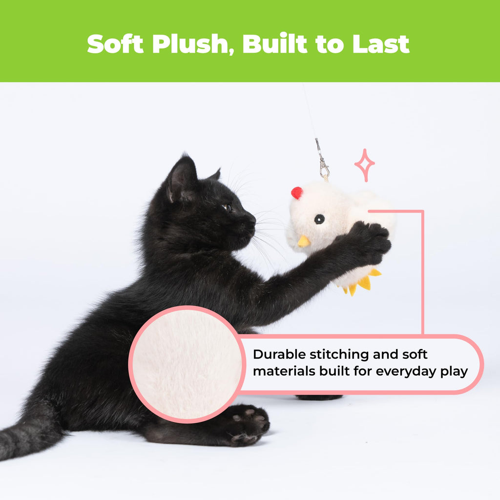 Catify Interactive Cat Toy - Squeaking Mice Set, Beige & Gray | Catnip Infused, Tap to Activate Squeaks, Soft, For Indoor Kittens & Cats, Independent Play, Attaches to Wand, Pack of 2