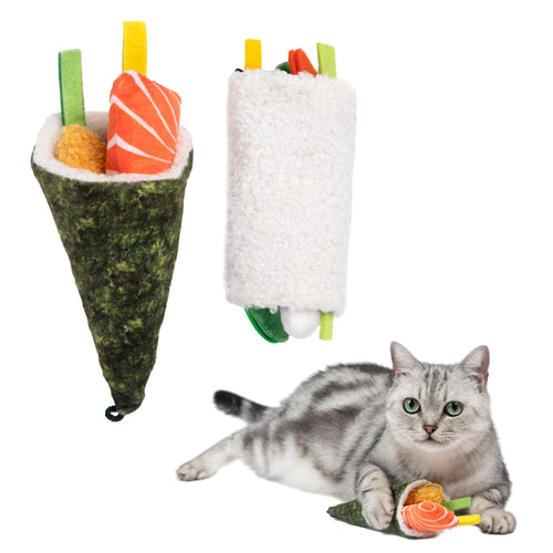 Catify Interactive Cat Toy - Squeaking Mice Set, Beige & Gray | Catnip Infused, Tap to Activate Squeaks, Soft, For Indoor Kittens & Cats, Independent Play, Attaches to Wand, Pack of 2