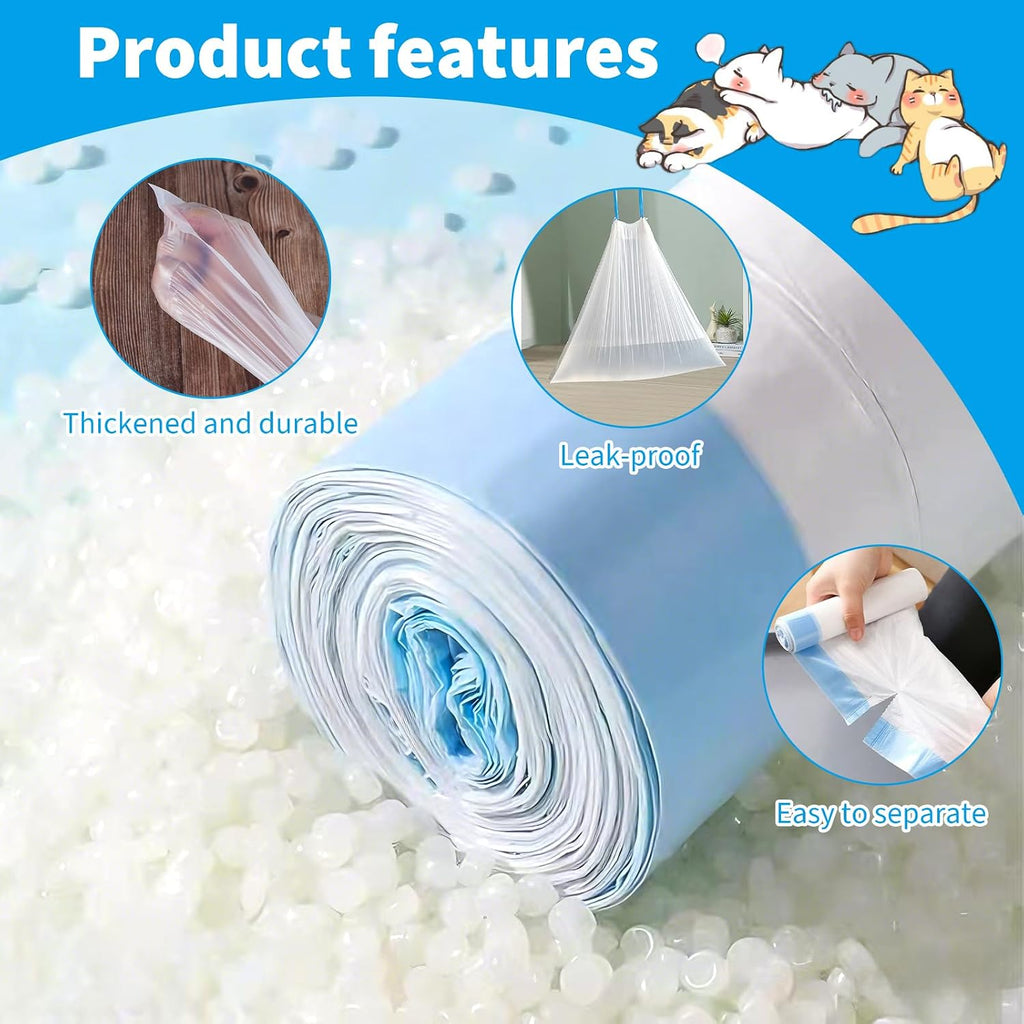 180 Count Cat Litter Box Liners Compatible with Petcove & Ducksky Automatic Self-Cleaning Cat Litter Box Bags - Drawstring Cat Litter Bags - Heavy Duty Tear-Resistant & Leak-Proof Refills