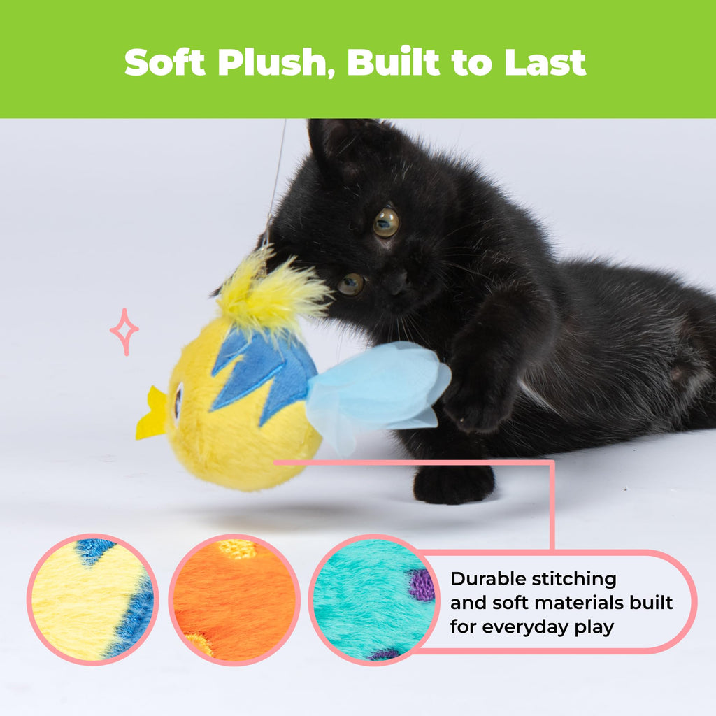 Catify Interactive Cat Toy - Squeaking Mice Set, Beige & Gray | Catnip Infused, Tap to Activate Squeaks, Soft, For Indoor Kittens & Cats, Independent Play, Attaches to Wand, Pack of 2