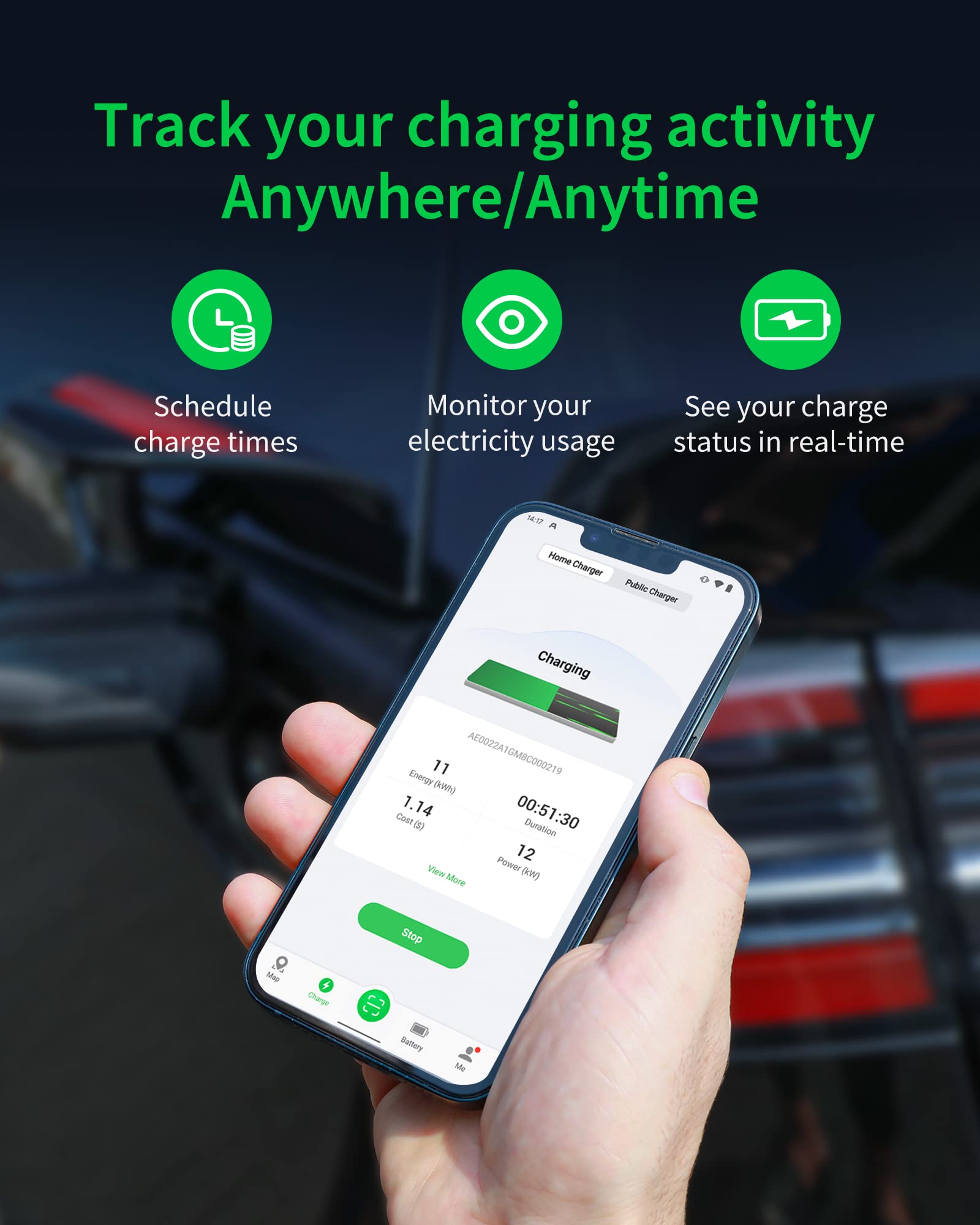 Autel Home Smart Electric Vehicle (EV) Charger up to 50Amp, 240V, Indoor/Outdoor Car Charging Station with Level 2, Wi-Fi and Bluetooth Enabled EVSE, 25-Foot Cable,Wood Grain
