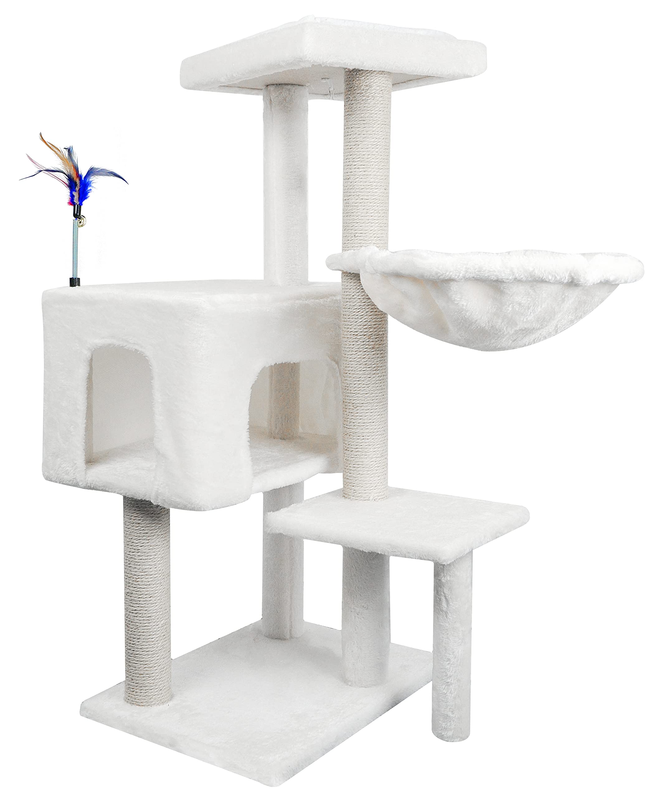 AIWIKIDE 37.4" Cactus Cat Tree Tower with Twin Cat Condos for Indoor Cats, All-in-One Activity Center with Cat Scratching Post Cozy Sleeping Perch Hammock and Toy Balls,Green