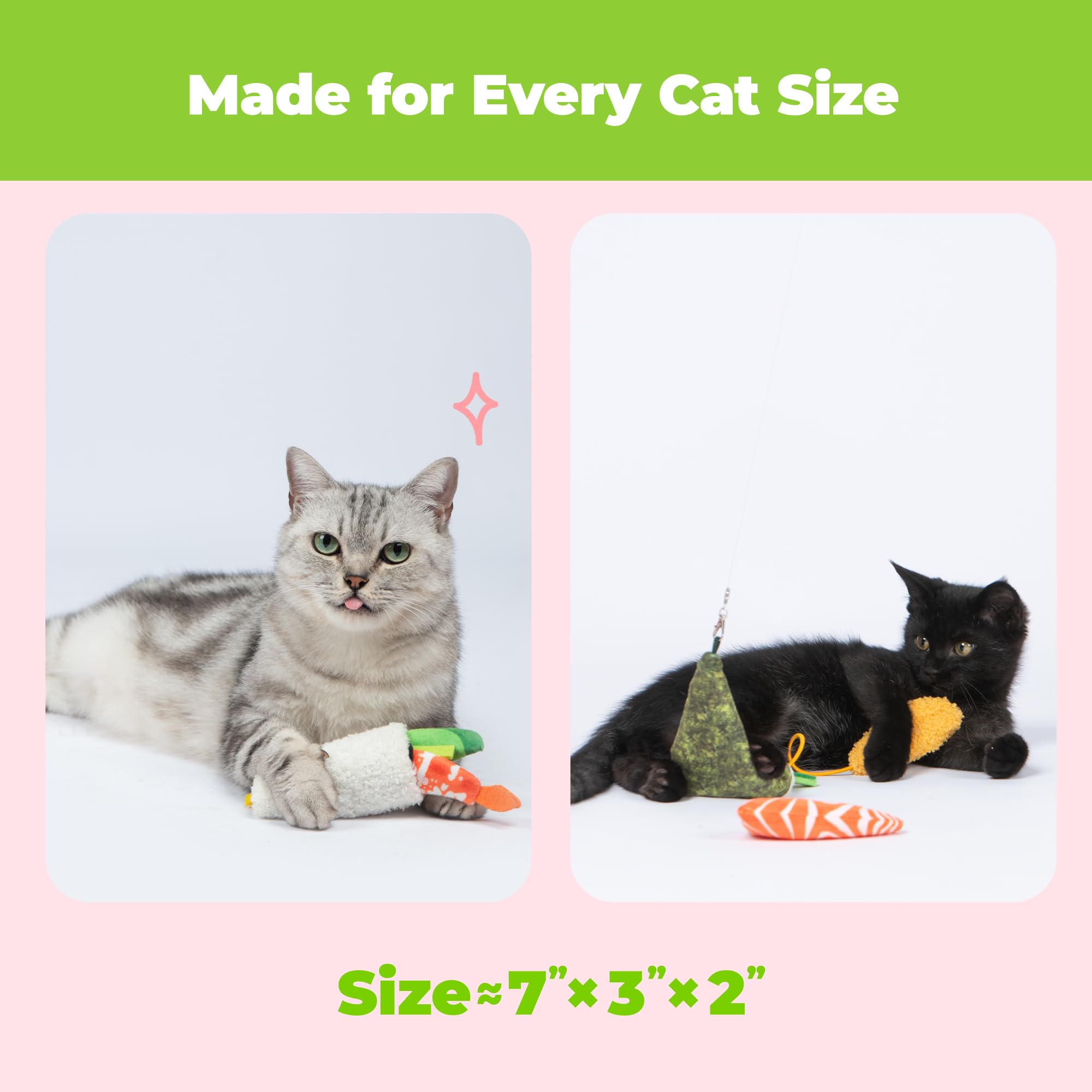 Catify Interactive Cat Toy - Squeaking Mice Set, Beige & Gray | Catnip Infused, Tap to Activate Squeaks, Soft, For Indoor Kittens & Cats, Independent Play, Attaches to Wand, Pack of 2