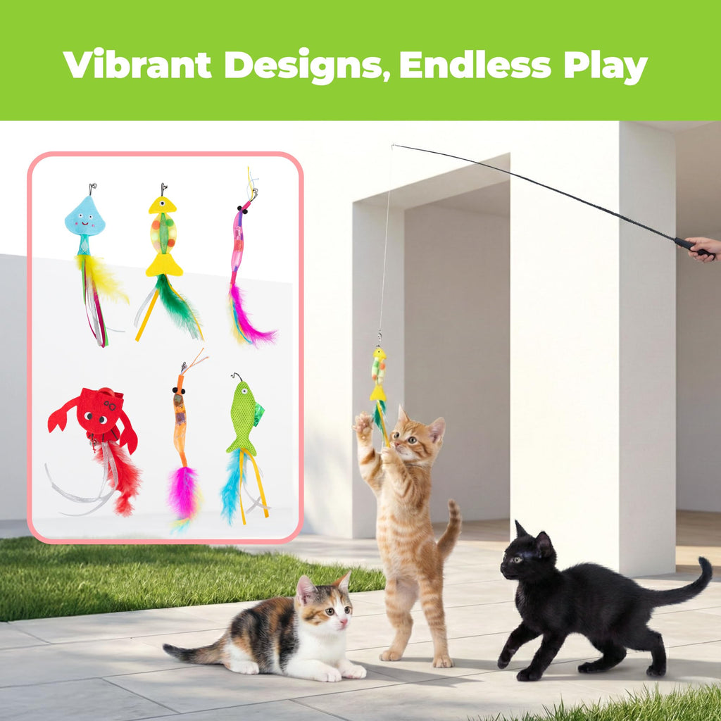 Catify Interactive Cat Toy - Squeaking Mice Set, Beige & Gray | Catnip Infused, Tap to Activate Squeaks, Soft, For Indoor Kittens & Cats, Independent Play, Attaches to Wand, Pack of 2