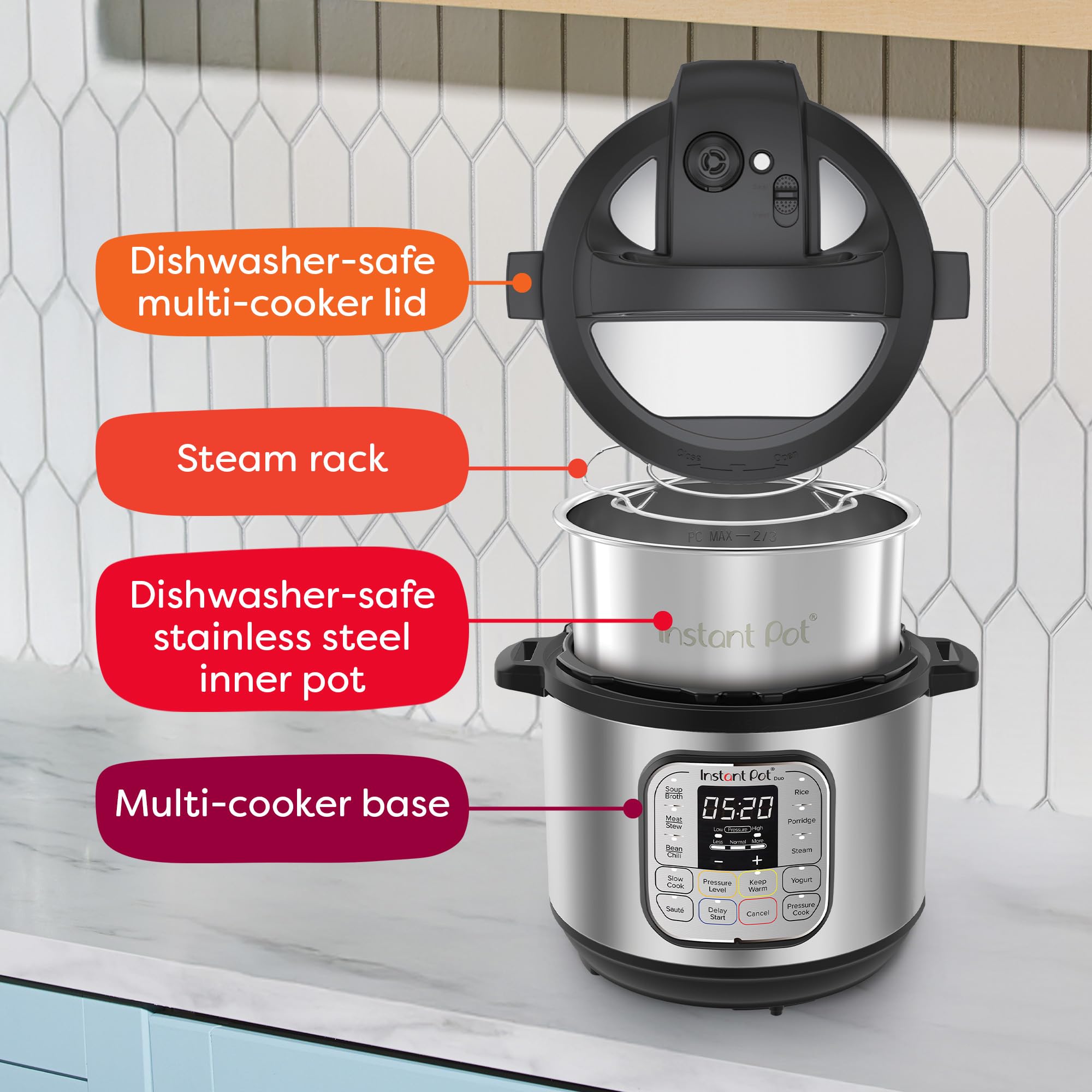 Instant Pot Duo 7-in-1 Electric Pressure Cooker, Slow Cooker, Rice, Steamer, Sauté, Yogurt Maker, Warmer & Sterilizer, Includes App With Over 800 Recipes, Stainless Steel, 6 Quart