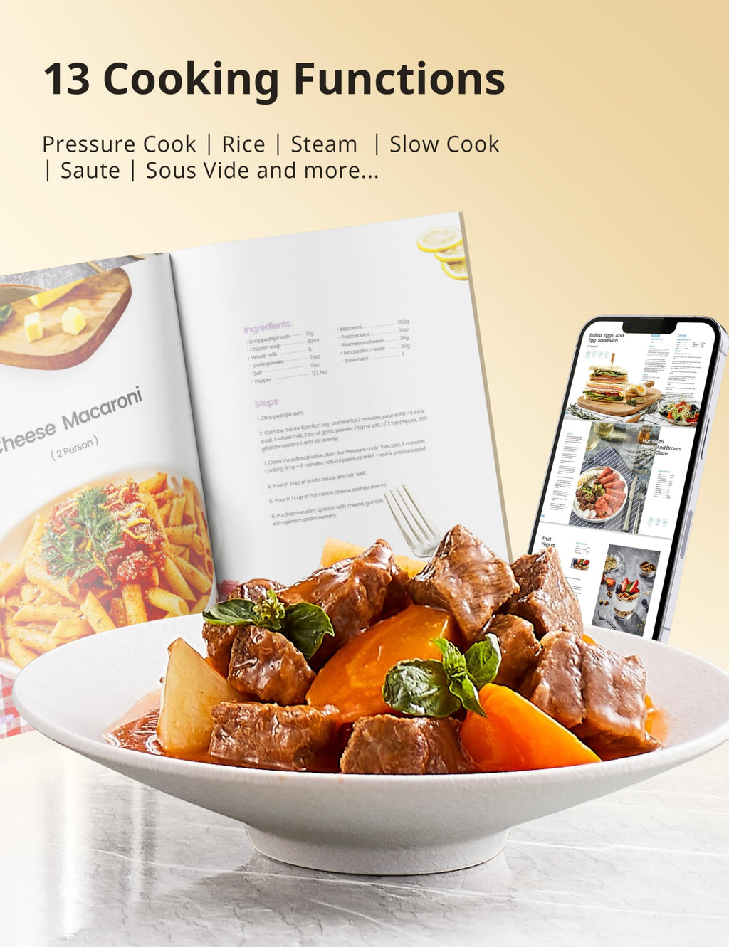 COMFEE' 12-in-1 Electric Pressure Cooker, 6 Quarts, Nonstick Pot