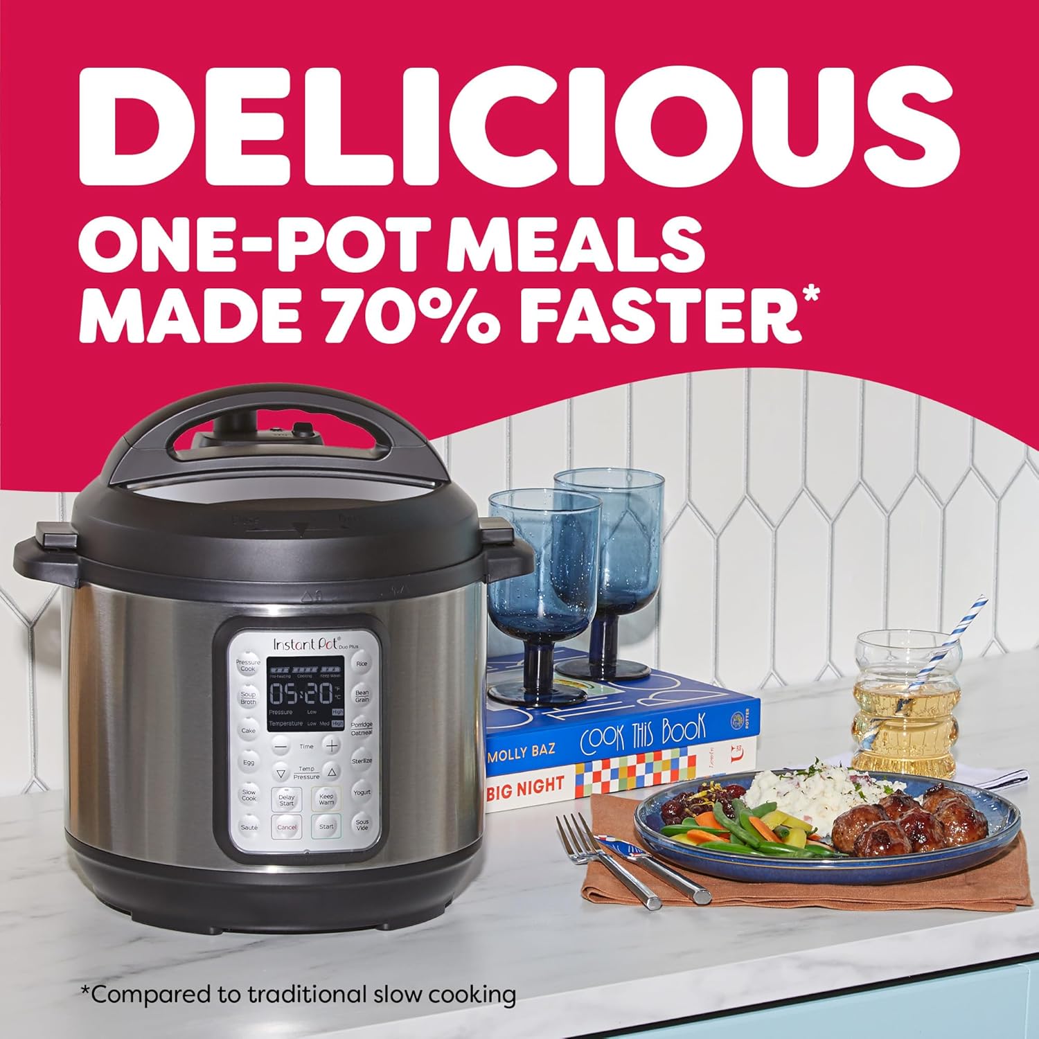 Instant Pot Duo Plus 9-in-1 Multicooker, Pressure Cooker, Slow Cook, Rice Maker, Steamer, Sauté, Yogurt, Warmer & Sterilizer, Includes App with Over 800 Recipes, Stainless Steel, 6 Quarts