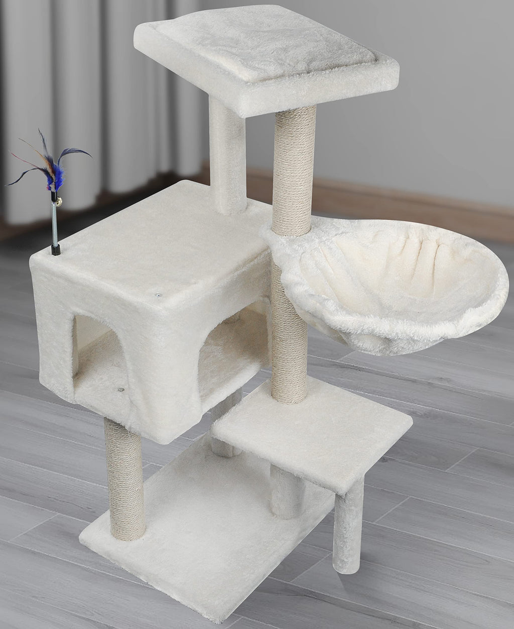 AIWIKIDE 37.4" Cactus Cat Tree Tower with Twin Cat Condos for Indoor Cats, All-in-One Activity Center with Cat Scratching Post Cozy Sleeping Perch Hammock and Toy Balls,Green