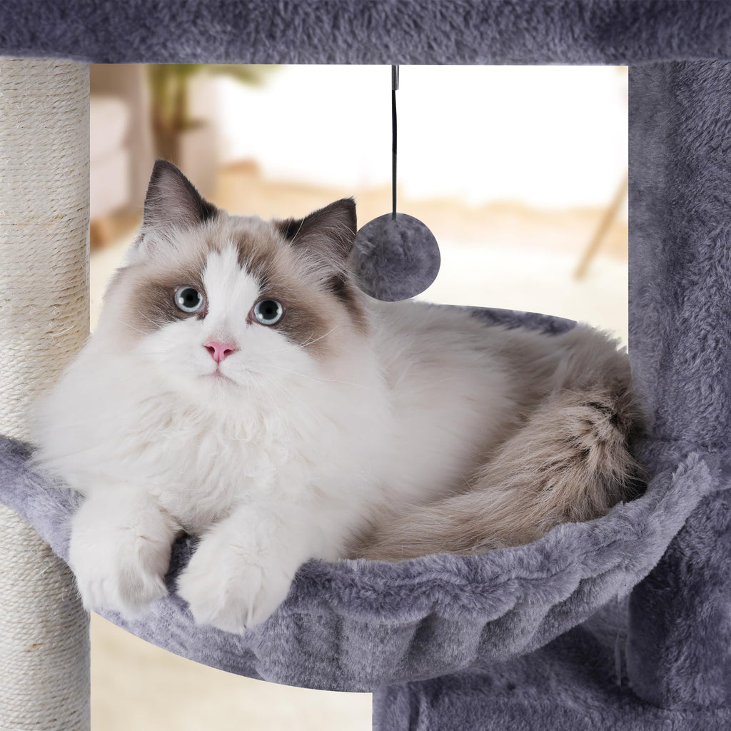 AIWIKIDE 37.4" Cactus Cat Tree Tower with Twin Cat Condos for Indoor Cats, All-in-One Activity Center with Cat Scratching Post Cozy Sleeping Perch Hammock and Toy Balls,Green