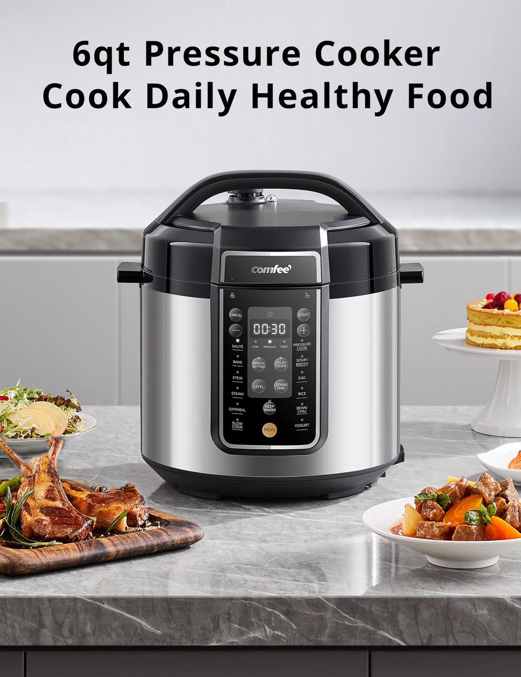 COMFEE' 12-in-1 Electric Pressure Cooker, 6 Quarts, Nonstick Pot