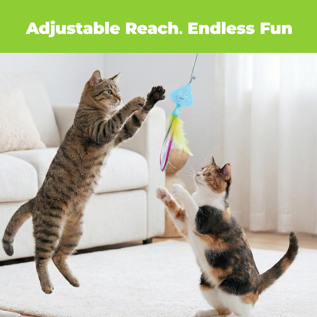 Catify Interactive Cat Toy - Squeaking Mice Set, Beige & Gray | Catnip Infused, Tap to Activate Squeaks, Soft, For Indoor Kittens & Cats, Independent Play, Attaches to Wand, Pack of 2