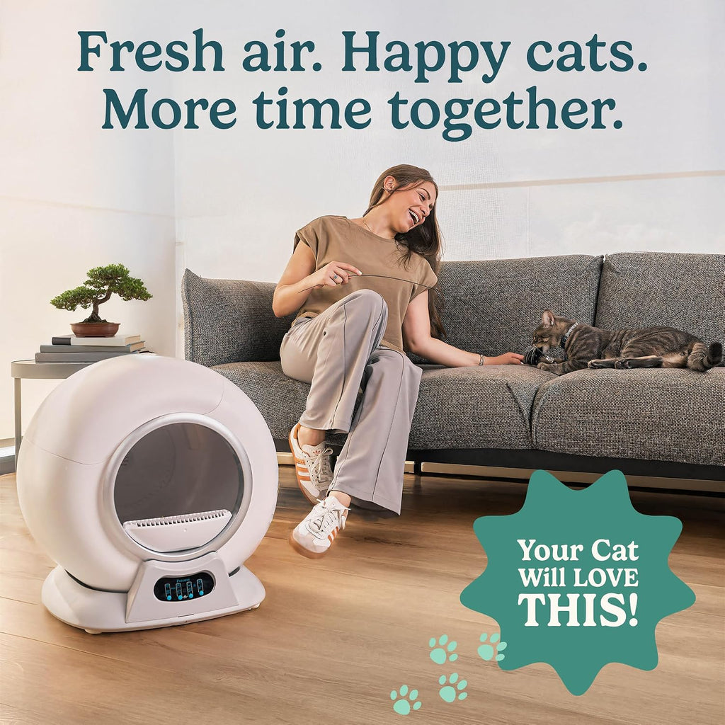 Petcove PurrTek Automatic Litter Box Self Cleaning 5GHz Wi-Fi, Odor Control | Quiet Operation with App Sealed Waste Bin, Advanced Safety Sensors, Auto Smart Self Cleaning Cat Litter Box for Multiple Cats