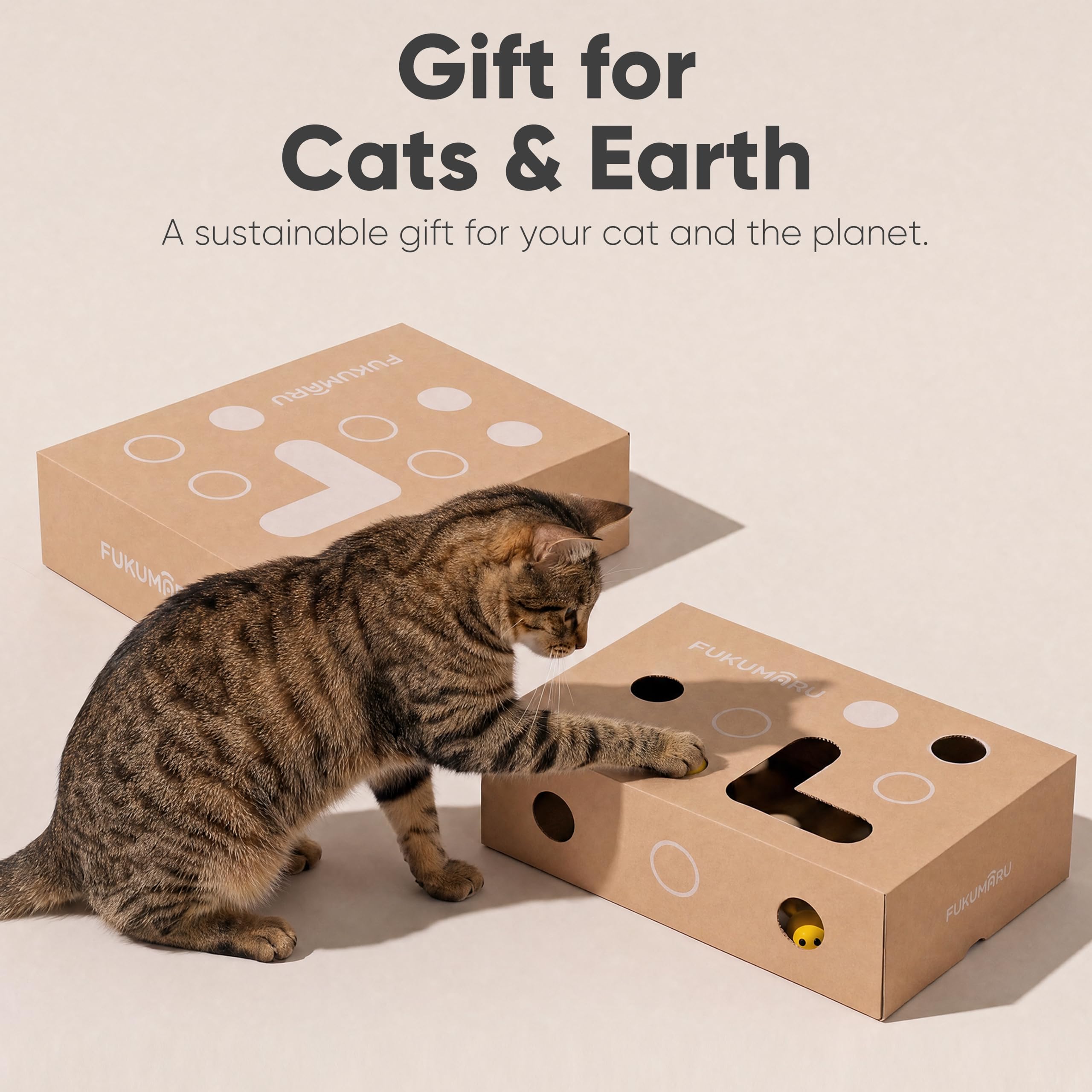 FUKUMARU Cat Scratcher, 26.8 Inch L Shaped Cat Scratch Pad for Indoor Cats | Vertical Cat Scratching Board with Ball Cat Toy, Cardboard Cat Scratcher for Wall Sofa Couch, Kitten Scratching Post, Large