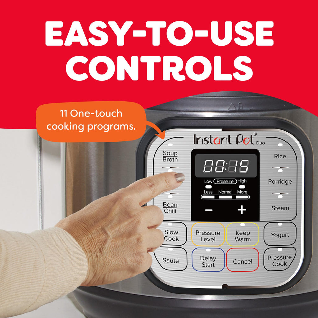 Instant Pot Duo 7-in-1 Electric Pressure Cooker, Slow Cooker, Rice, Steamer, Sauté, Yogurt Maker, Warmer & Sterilizer, Includes App With Over 800 Recipes, Stainless Steel, 6 Quart