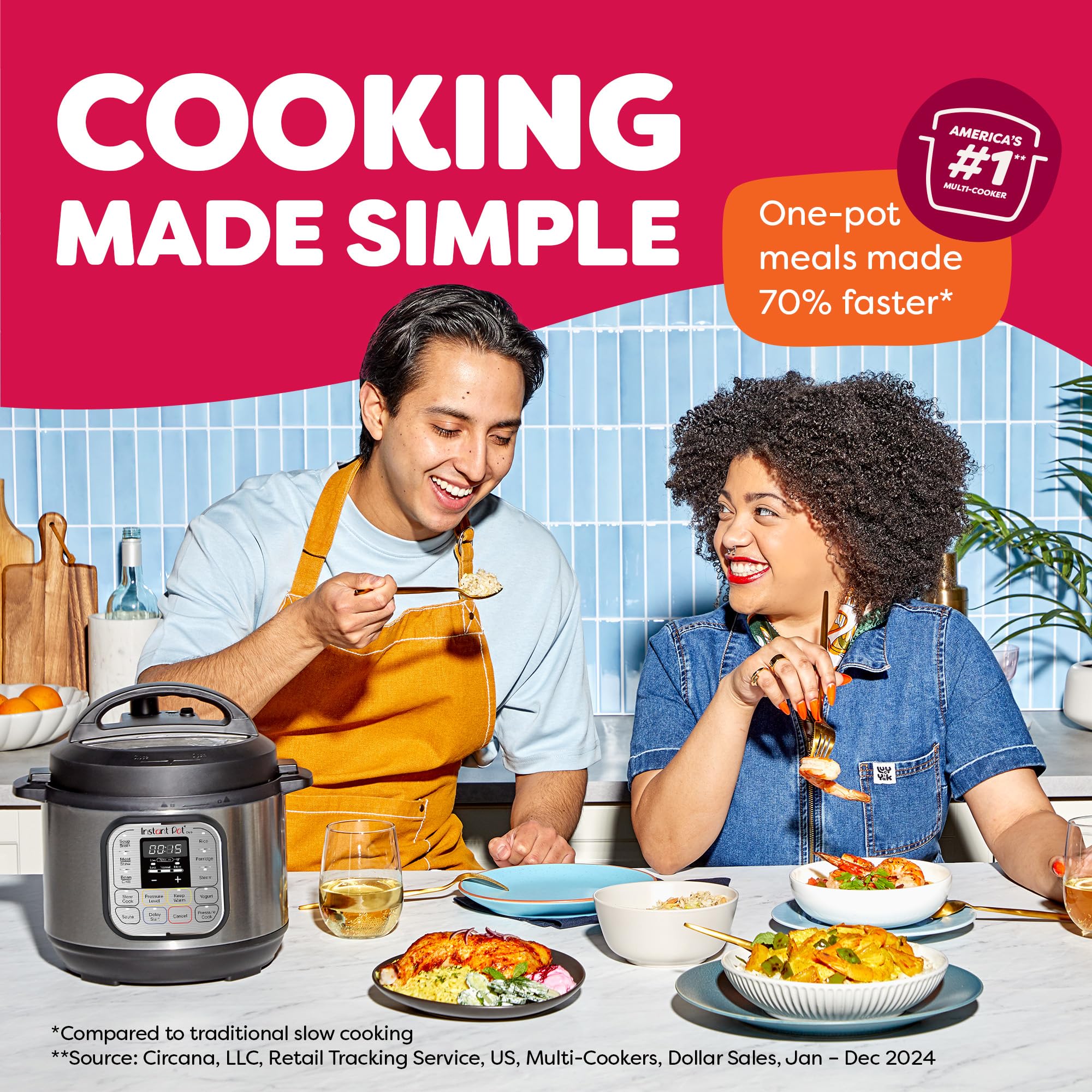 Instant Pot Duo 7-in-1 Electric Pressure Cooker, Slow Cooker, Rice, Steamer, Sauté, Yogurt Maker, Warmer & Sterilizer, Includes App With Over 800 Recipes, Stainless Steel, 6 Quart
